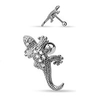 Pierced Owl 16GA 316L Surgical Steel Lizard CZ Paved Tragus Cartilage Barbell