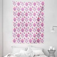 Ambesonne Owls Tapestry, Sleeping Owls in Diamond Pattern Half-Moon Stars Clouds Night Time Goodnigh