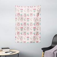Ambesonne Owls Tapestry, Owls Stars Moon Patterns in Feminine Soft Colors Symmetric Design Artwork, 