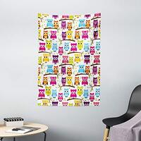 Ambesonne Owls Tapestry, Owls in the Forest Woodland Celebration Friendship Togetherness Themed Artw