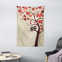 Ambesonne Owls Tapestry, Owl Couples Sitting on Branch Valentine Tree Valentines Day Anniversary Art