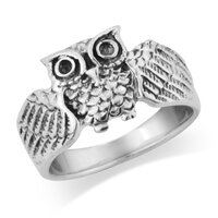 925 Sterling Silver Wise Owl Band Ring (6.5)