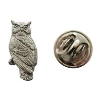 Sarah's Treats & Treasures Owl Mini Pin ~ Antiqued Pewter ~ Miniature Lapel Pin - Antiqued 