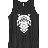 Cybertela Men's Big Eye Owl Tank Top (Black, Large)