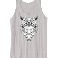 Cybertela Men's Big Eye Owl Tank Top (Light Gray, Small)