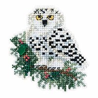 Snowy Owlet Beaded Counted Cross Stitch Christmas Ornament Kit Mill Hill 2016 Winter Holiday MH181633