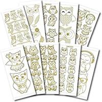 Creative Products Craftstickers Owls, Transparent/Gold Double Embossed, Stickers, 23 x 10 x 1 cm