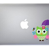 Cute Spring Owl - 5 Inch Full Color Vinyl Decal For Macbook, Laptop, or other accessories