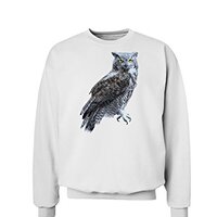 TOOLOUD Great Horned Owl Photo Sweatshirt - White - Large