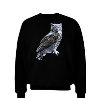 TOOLOUD Great Horned Owl Photo Adult Dark Sweatshirt - Black - 2XL