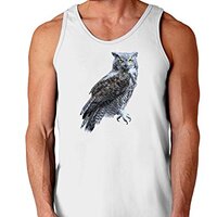 TooLoud Great Horned Owl Photo Loose Tank Top - White - XL