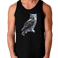 TOOLOUD Great Horned Owl Photo Dark Loose Tank Top - Black - 2XL