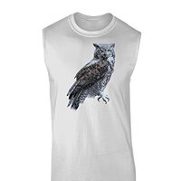 TOOLOUD Great Horned Owl Photo Muscle Shirt - White - 2XL