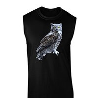 TOOLOUD Great Horned Owl Photo Dark Muscle Shirt - Black - 2XL