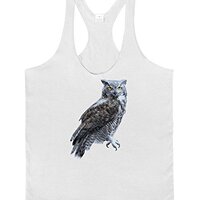 TooLoud Great Horned Owl Photo Mens String Tank Top - White - Large