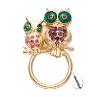 NOUMANDA Dainty Owl Mom and Owlet Child Magnetic Eyeglass Holder Brooch (style 1)