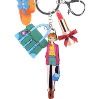 The Crafty Owl Trendy Metal Acrylic Girl - Hat - Lipstick Key Chain With Charms For Women Girl Decor