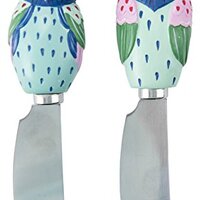 The Boston Warehouse Set of 2 Wide Stainless Steel Blade Spreaders with Hand-Painted Handle, Artsy O