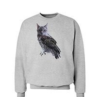 TOOLOUD Lucky Cat Owl Sweatshirt - Ash Gray - Small