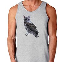 TOOLOUD Lucky Cat Owl Loose Tank Top - Ash Gray - XL