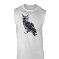 TOOLOUD Lucky Cat Owl Muscle Shirt - White - 2XL