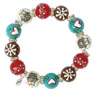 Kate & Macy Woodland Owl women's painted glass & acrylic beads rhinestones elasticized