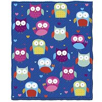 Dawhud Direct Cartoon Owl Fleece Blanket for Bed, 50" x 60" Owl Fleece Throw Blanket for G