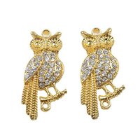 RUBYCA 30pcs Metal Animal Owl Connector Beads Crystal Inlay DIY Jewelry Making Bracelet Gold Tone