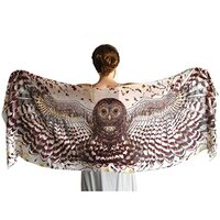 Day Owl Scarf, Wearable Hand Painted and Digitally Printed Pure Cotton Artistic Scarf
