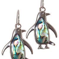 Artisan Owl - Abalone Penguins Dangle Earrings