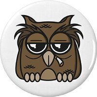 Owl Smoking Pot 1.25” Pinback Button Pin Marijuana Weed Cannabis High