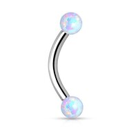 Pierced Owl 16GA 316L Surgical Steel Internally Threaded Curved Eyebrow Barbell with Synthetic Opal 