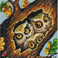 Merejka Counted Cross Stitch kit Owls 16x18cm