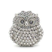 Flada Women's Evening Handbags Luxury Rhinestone Owl Evening Clutches Bags Party Purse 6#