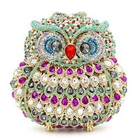 Flada Women's Evening Handbags Luxury Rhinestone Owl Evening Clutches Bags Party Purse 2#