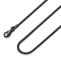 FOSIR Mens Womens 2mm Stainless Steel Black Rolo Cable Chain Necklace (30 Inch)