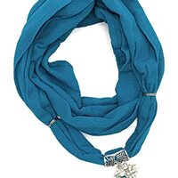 Teal and Silver Infinity Pendant Scarf with Owl