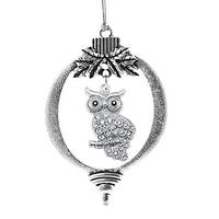 Inspired Silver - Owl Charm Ornament - Silver Customized Charm Holiday Ornaments with Cubic Zirconia