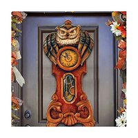 Designocracy Halloween Owl Clock Wooden Decorative Door Hanger, Large, Multicolor, 50 Piece