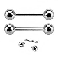Pierced Owl G23 Implant Grade Solid Titanium Internally Threaded Barbells, Sold as a Pair (14GA - 5/