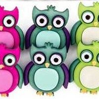 Colorful Owls Buttons Set with Shanks