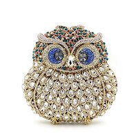 Flada Women's Evening Handbags Luxury Rhinestone Owl Evening Clutches Bags Party Purse 5#