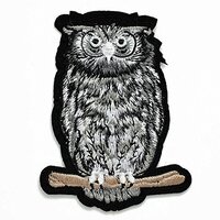 Owl Embroidered Iron-On Patch, Embroidery Applique by pc, 4" Tall, TR-11351