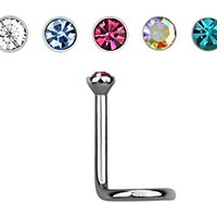 Pierced Owl 18GA EO Gas Sterilized G23 Implant Grade Titanium Bezel Set Crystal Top Nose Screw (Clea