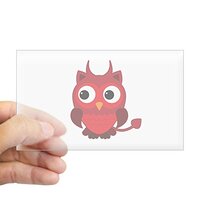 Sticker Clear (Rectangle) Little Spooky Owl Devil Monster