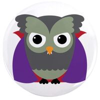 3.5 Inch Button (10 Pack) Spooky Little Owl Vampire Monster