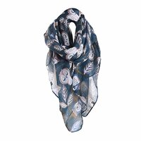 LUQUAN Women Ladies Owl Print Pattern Long Scarf Warm Wrap Shawl Fashion Scarves Blue