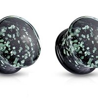 Pierced Owl Glow in The Dark Sparkle Double Flare Plugs in Pyrex Glass, Sold As A Pair (10mm (00GA))