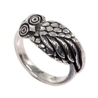 NOVICA Artisan Handcrafted Sterling Silver Cocktail Ring Balinese Owl No Stone Indonesia Animal Them