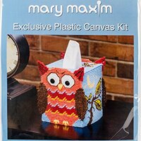 Mary Maxim Owl Plastic Canvas Tissue Box Kit, 5"